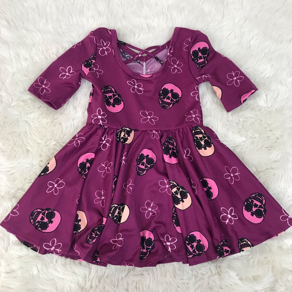 DOT DOT‎ SMILE Baby Girl Halloween Twirly Dress Skulls Purple 12 24 Months - Picture 5 of 7